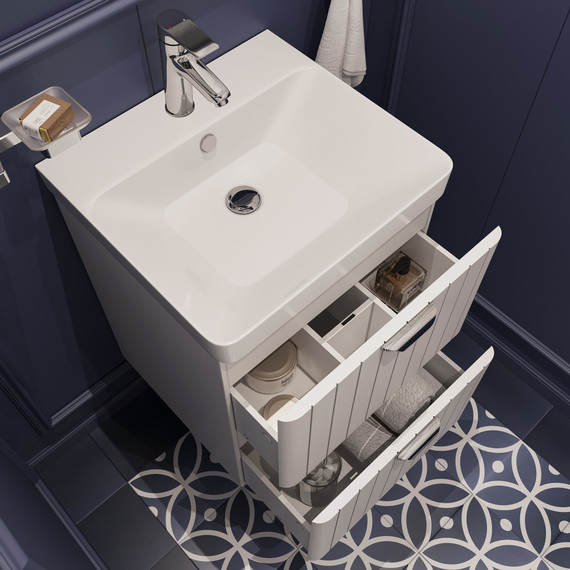 Тумба подвесная с раковиной Stworki Ларвик 50 см 622505, белый - фото 5