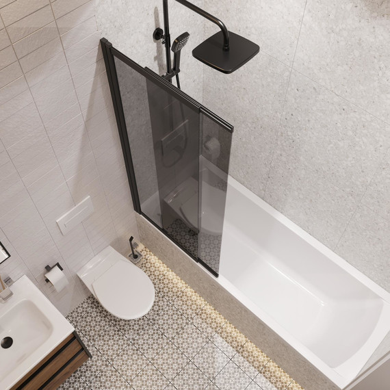 Шторка для ванны Stworki Нюборг 98x145 см STW_801_BL_T, чёрный/тонированное - фото 8