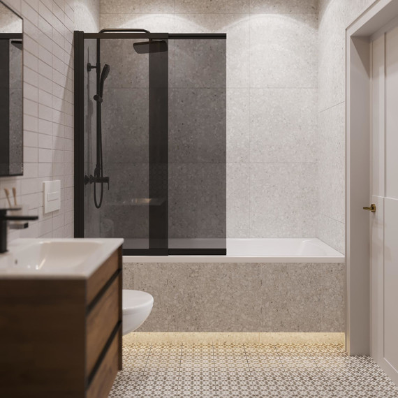 Шторка для ванны Stworki Нюборг 98x145 см STW_801_BL_T, чёрный/тонированное - фото 7