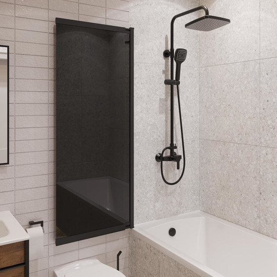 Шторка для ванны Stworki Нюборг 98x145 см STW_801_BL_T, чёрный/тонированное - фото 9