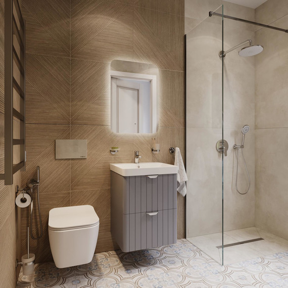 Тумба подвесная с раковиной Stworki Ларвик 50 см TR-622509, серый - фото 7