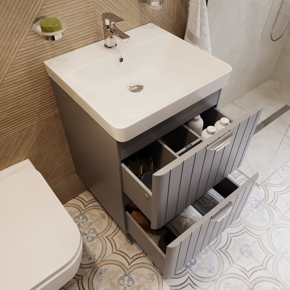 Тумба подвесная с раковиной Stworki Ларвик 50 см TR-622509, серый - фото 6