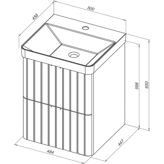 Тумба подвесная с раковиной Stworki Ларвик 50 см 622505, белый - фото 2