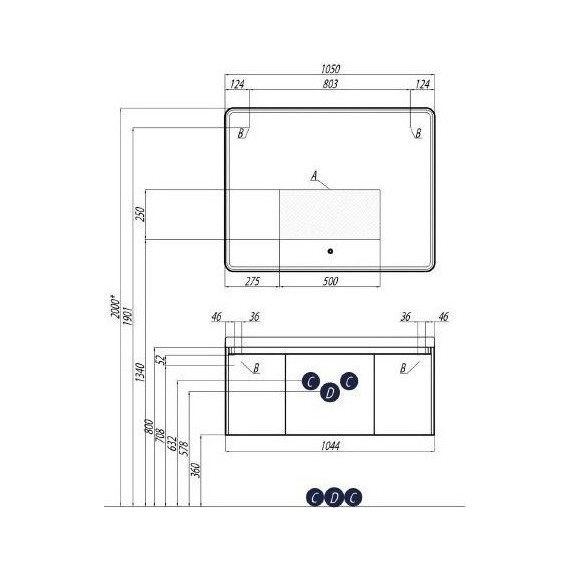 Тумба подвесная с раковиной Акватон Шерилл 105 см 1A2063K1SH010, белый - фото 4