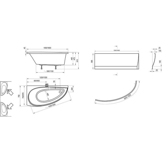Ванна акриловая Ravak Avocado 150х75 см CS01000000 R - фото, картинка 11 Ванна акриловая Ravak Avocado 150х75 см CS01000000 R - фото 11