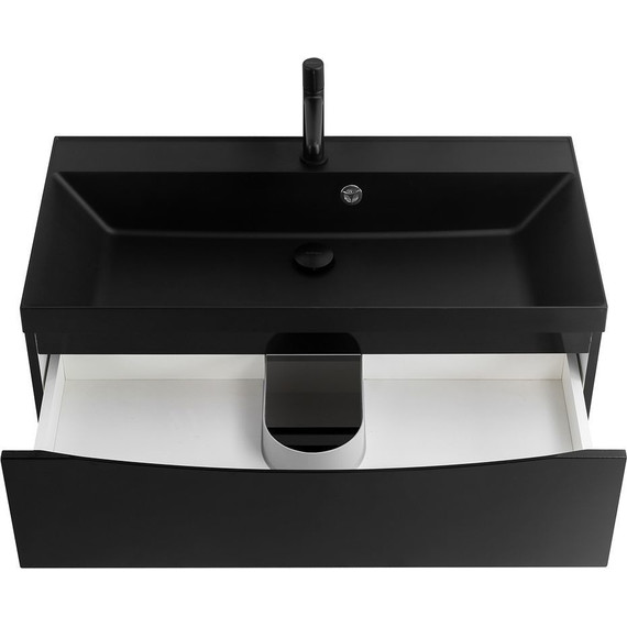 Тумба подвесная с раковиной BelBagno MARINO-900-2C-SO-NL-P 90 см, Nero Lucido (раковина BB900/450-LV-ART-AST-NERO) - фото 3