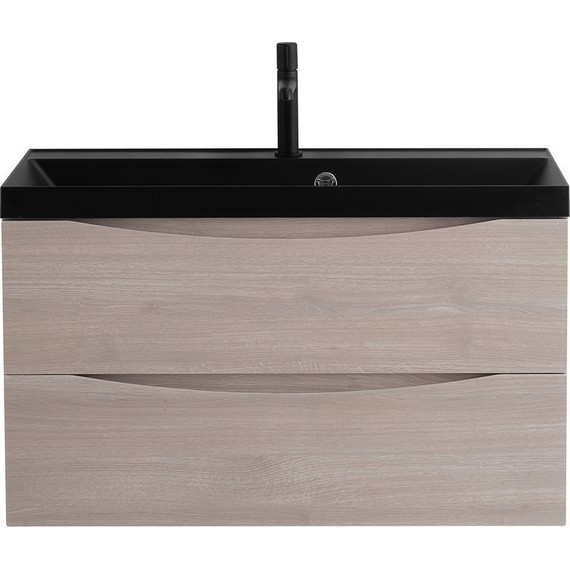 Тумба подвесная с раковиной BelBagno MARINO-900-2C-SO-RG-P 90 см, Rovere Grigio (раковина BB900/450-LV-ART-AST-NERO) - фото 5