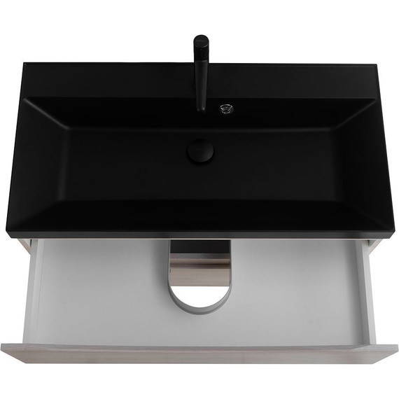 Тумба подвесная с раковиной BelBagno MARINO-900-2C-SO-RG-P 90 см, Rovere Grigio (раковина BB900/450-LV-ART-AST-NERO) - фото 6