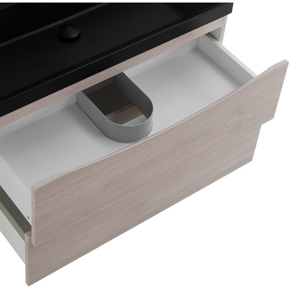 Тумба подвесная с раковиной BelBagno MARINO-900-2C-SO-RG-P 90 см, Rovere Grigio (раковина BB900/450-LV-ART-AST-NERO) - фото 4