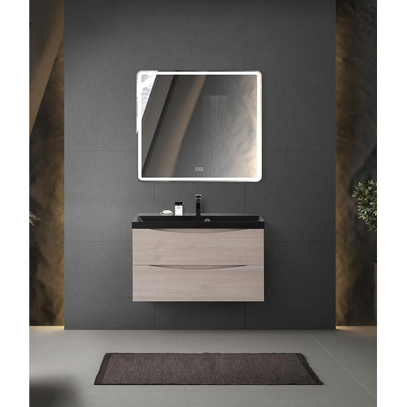 Тумба подвесная с раковиной BelBagno MARINO-900-2C-SO-RG-P 90 см, Rovere Grigio (раковина BB900/450-LV-ART-AST-NERO) - фото 7