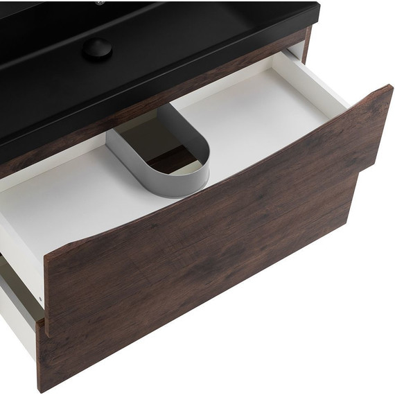 Тумба подвесная с раковиной BelBagno MARINO-900-2C-SO-RW-P 90 см, Rovere Moro (раковина BB900/450-LV-ART-AST-NERO) - фото 5