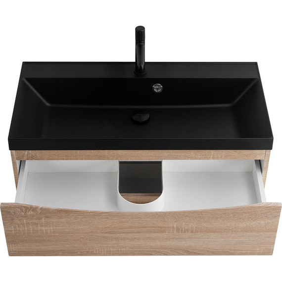 Тумба подвесная с раковиной BelBagno MARINO-900-2C-SO-WO-P 90 см, Rovere Bianco (раковина BB900/450-LV-ART-AST-NERO) - фото 3