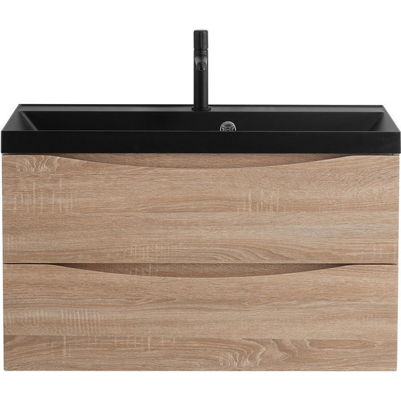 Тумба подвесная с раковиной BelBagno MARINO-900-2C-SO-WO-P 90 см, Rovere Bianco (раковина BB900/450-LV-ART-AST-NERO) - фото 6