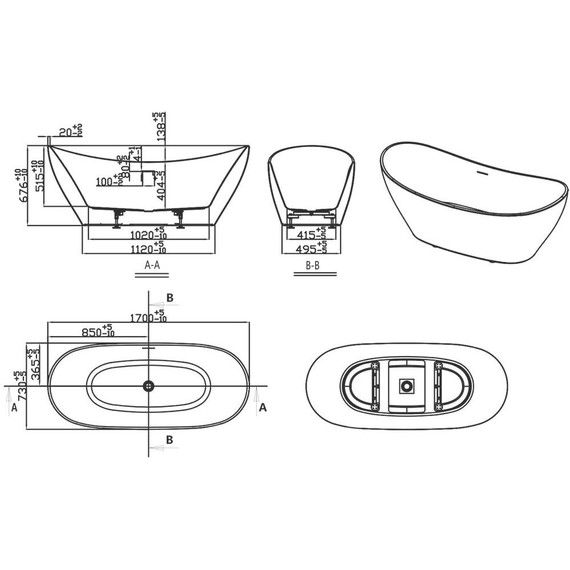 Ванна отдельностоящая Creo Ceramique Tours 170x73 см TO5001, белый - фото 4