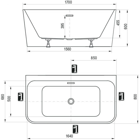 Ванна акриловая Ravak Freedom D 170х80 см XC00D00041 - фото 4