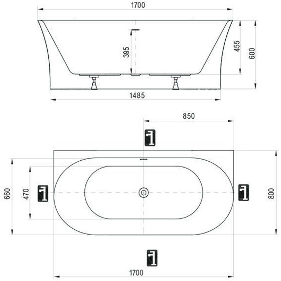 Ванна акриловая Ravak Freedom D 170х80 см XC00D00051 - фото 4