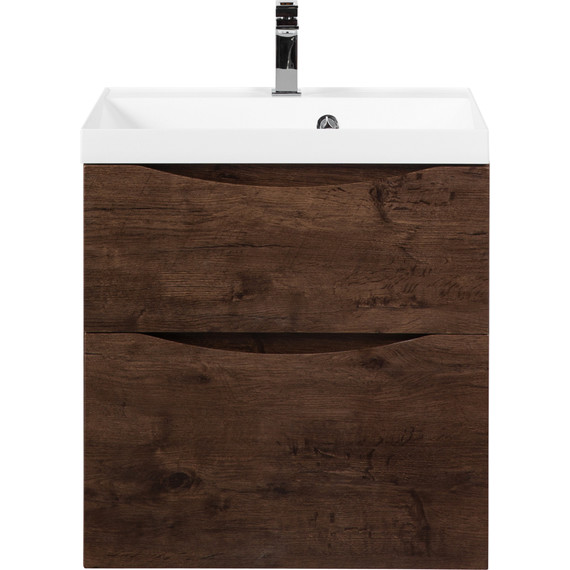 Тумба подвесная с раковиной BelBagno MARINO-H60-700-2C-SO-RW-P 70 см (раковина чёрная BB700/450-LV-ART-AST-NERO) Rovere Moro - фото 4