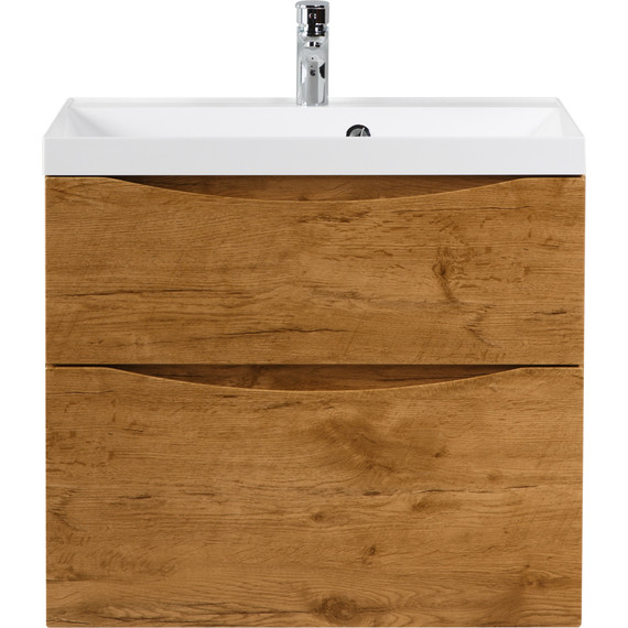 Тумба подвесная с раковиной BelBagno MARINO-H60-700-2C-SO-RN-P 70 см (раковина чёрная BB700/450-LV-ART-AST-NERO) Rovere Nature - фото 