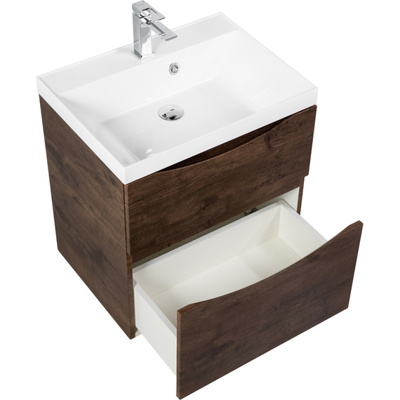 Тумба подвесная с раковиной BelBagno MARINO-H60-700-2C-SO-RW-P 70 см (раковина чёрная BB700/450-LV-ART-AST-NERO) Rovere Moro - фото 5