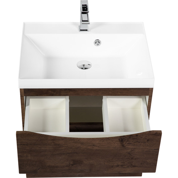 Тумба подвесная с раковиной BelBagno MARINO-H60-600-2C-SO-RW-P 60 см (раковина чёрная BB600/450-LV-ART-AST-NERO) Rovere Moro - фото 7