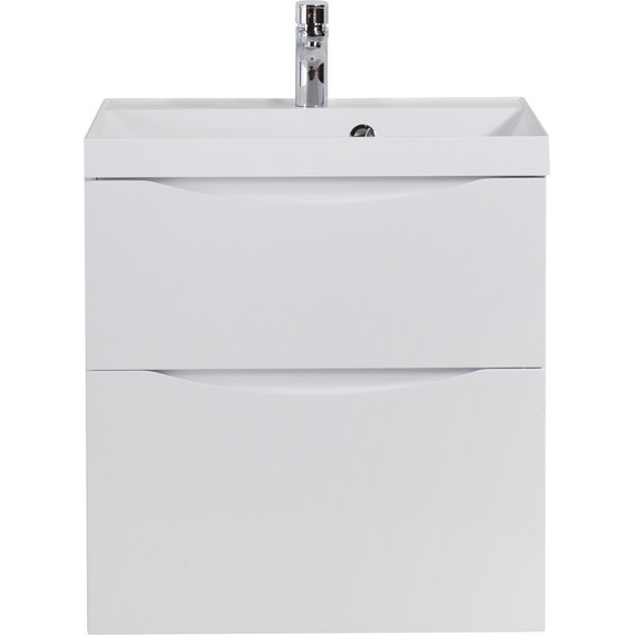 Тумба подвесная с раковиной BelBagno MARINO-H60-600-2C-SO-BL-P 60 см (раковина чёрная BB600/450-LV-ART-AST-NERO) Bianco Lucido - фото 3