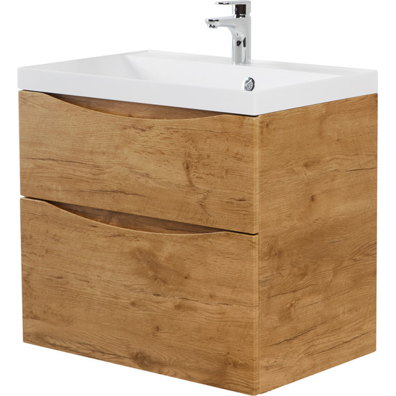 Тумба подвесная с раковиной BelBagno MARINO-H60-700-2C-SO-RN-P 70 см (раковина чёрная BB700/450-LV-ART-AST-NERO) Rovere Nature - фото 3