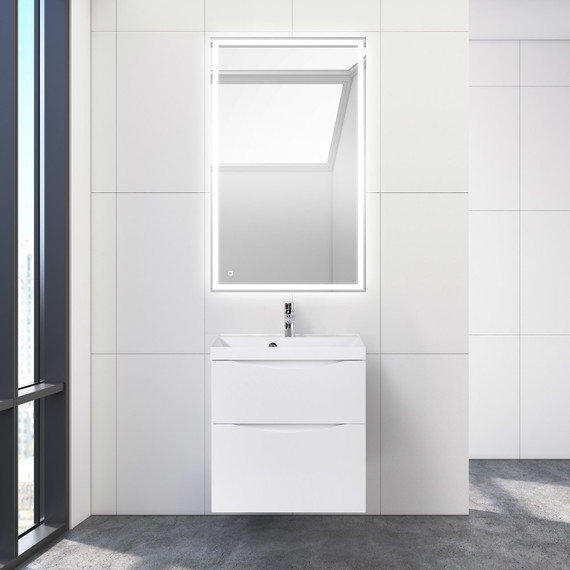 Тумба подвесная с раковиной BelBagno MARINO-H60-600-2C-SO-BL-P 60 см (раковина чёрная BB600/450-LV-ART-AST-NERO) Bianco Lucido - фото 9