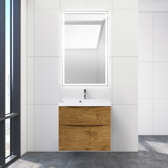 Тумба подвесная с раковиной BelBagno MARINO-H60-700-2C-SO-RN-P 70 см (раковина чёрная BB700/450-LV-ART-AST-NERO) Rovere Nature - фото 10