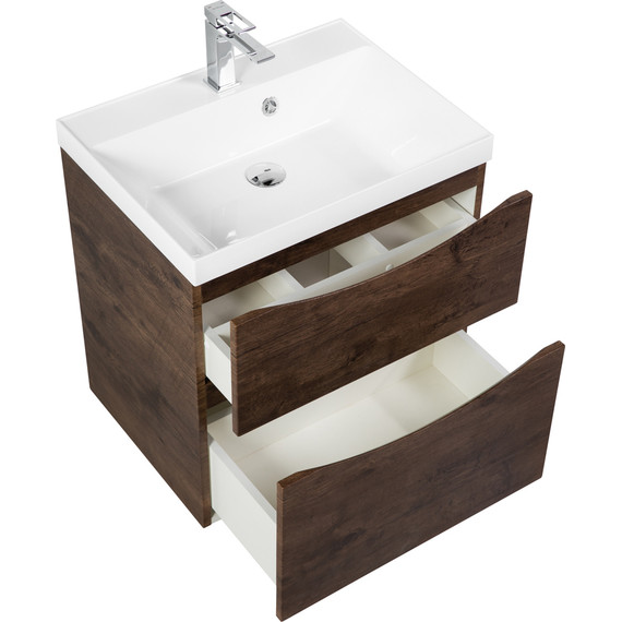Тумба подвесная с раковиной BelBagno MARINO-H60-700-2C-SO-RW-P 70 см (раковина чёрная BB700/450-LV-ART-AST-NERO) Rovere Moro - фото 7