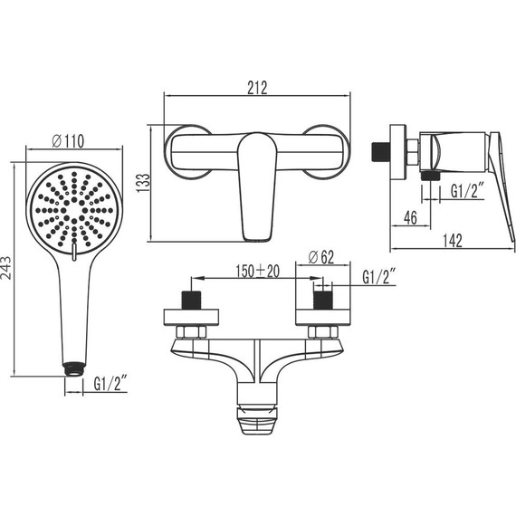 Смеситель для душа Lemark Bronx LM3703BL, черный - фото 5