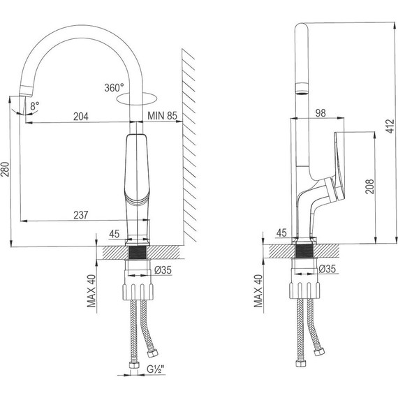 Смеситель для кухни Lemark Bronx LM3705BLR, черный/розовое золото - фото 3