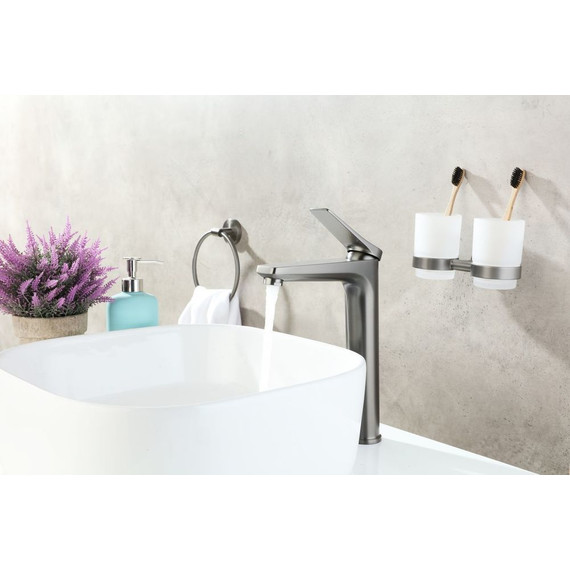 Смеситель для раковины высокий Lemark Bronx LM3709GM, графит - фото 7