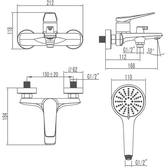 Смеситель для ванны Lemark Bronx LM3714BL, черный - фото 5