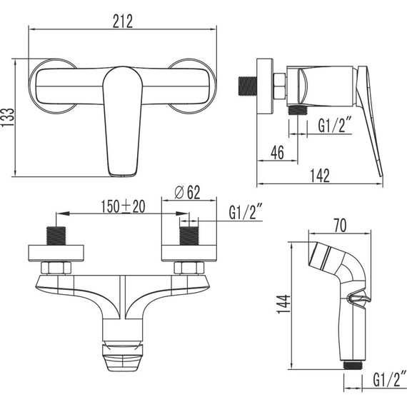 Набор для гигиенического душа Lemark Bronx LM3718BL, черный - фото 2