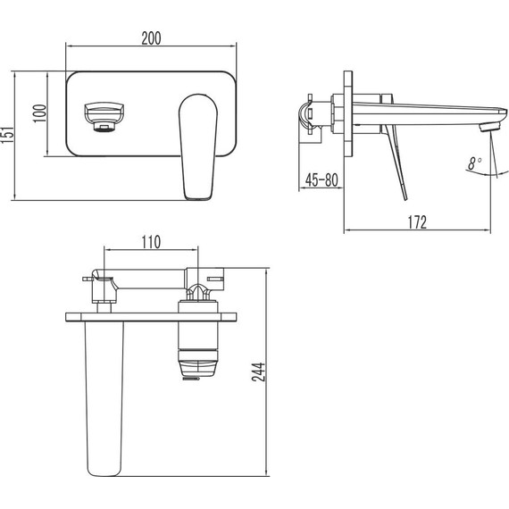 Смеситель для раковины настенный Lemark Bronx LM3726GM, графит - фото 6