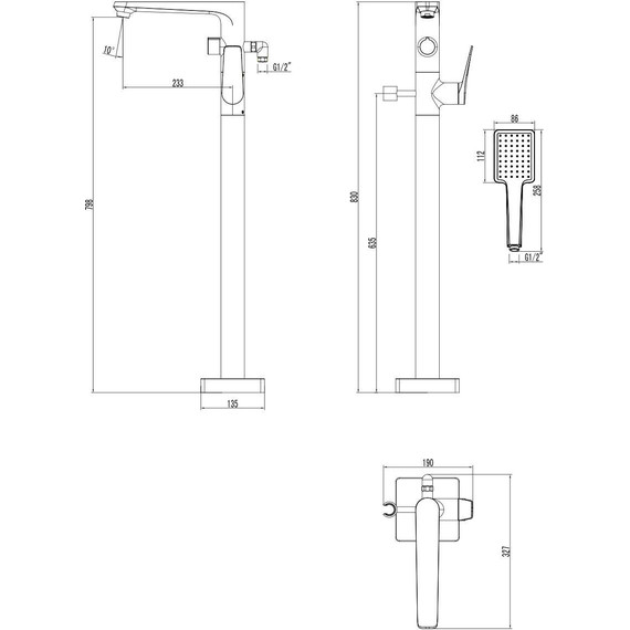 Смеситель для ванны Lemark Bronx LM3744GM, графит - фото 3