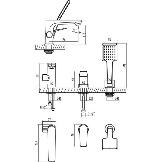Смеситель для ванны Lemark Bronx LM3745GM, графит - фото 2