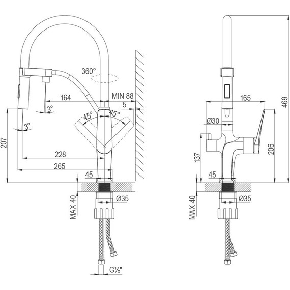 Смеситель для кухни Lemark Bronx LM3761BLR, черный/розовое золото - фото, картинка 3 Смеситель для кухни Lemark Bronx LM3761BLR, черный/розовое золото - фото 3