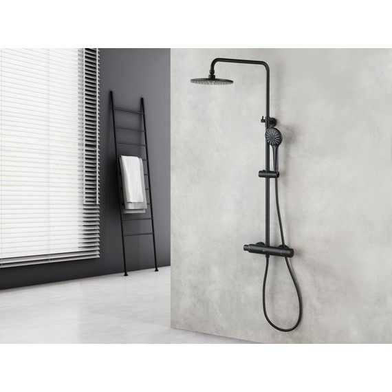 Душевая стойка с термостатом Lemark Bronx LM3770BL, черный - фото 4