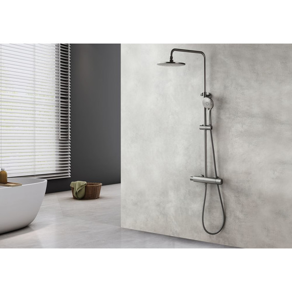 Душевая стойка с термостатом Lemark Bronx LM3770GM, графит - фото 4