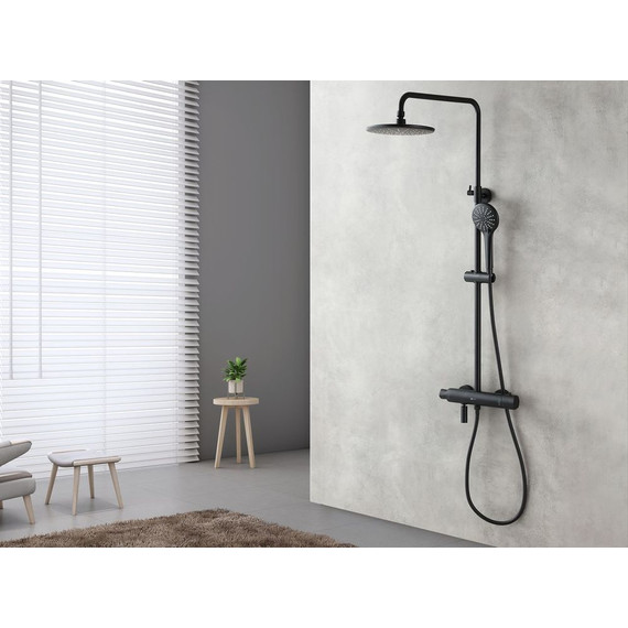 Душевая стойка с термостатом Lemark Bronx LM3772BL, черный - фото 4