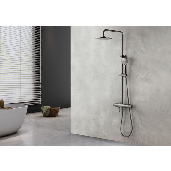 Душевая стойка с термостатом Lemark Bronx LM3772GM, графит - фото 4