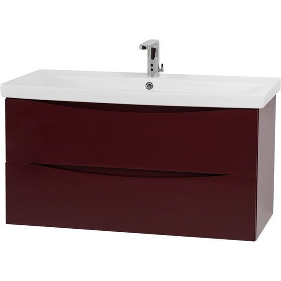 Тумба подвесная с раковиной BelBagno MARINO-CER-900-2C-SO-BRDL-P 90 см, Bordo Lucido - фото 