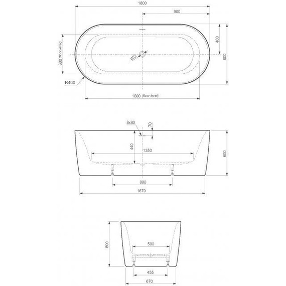Ванна отдельностоящая Cezares Metauro 180x80 см METAURO-INT-Central-180-80-60, белый глянцевый - фото, картинка 3 Ванна отдельностоящая Cezares Metauro 180x80 см METAURO-INT-Central-180-80-60, белый глянцевый - фото 3