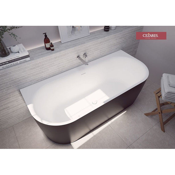 Ванна акриловая Cezares Metauro 180x80 см METAURO-INT-Wall-180-80-60-B-W-MATT, чёрный матовый - фото 2