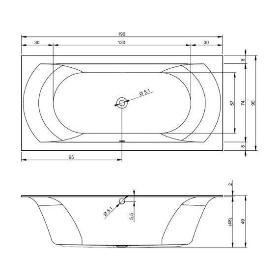 Ванна акриловая Riho LINARES 190x90 см B143001005, Размер - мм: 1900х900 - фото, картинка 9 Ванна акриловая Riho LINARES 190x90 см B143001005, Размер - мм: 1900х900 - фото 9