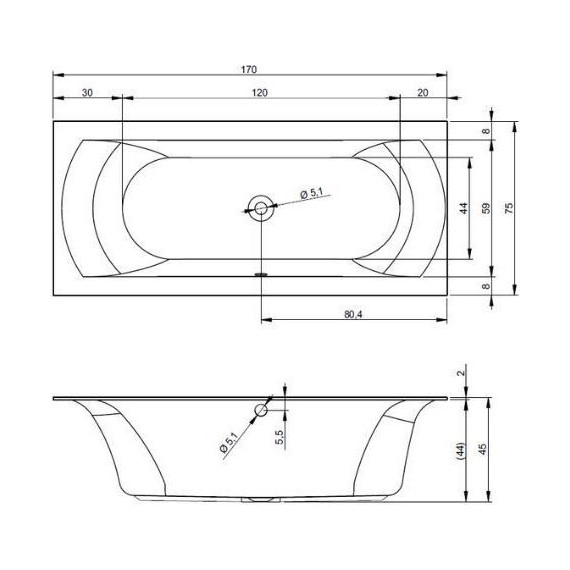 Ванна акриловая Riho LINARES 170x75 см BT4400500000000, Размер - мм: 1700х750 - фото, картинка 9 Ванна акриловая Riho LINARES 170x75 см BT4400500000000, Размер - мм: 1700х750 - фото 9