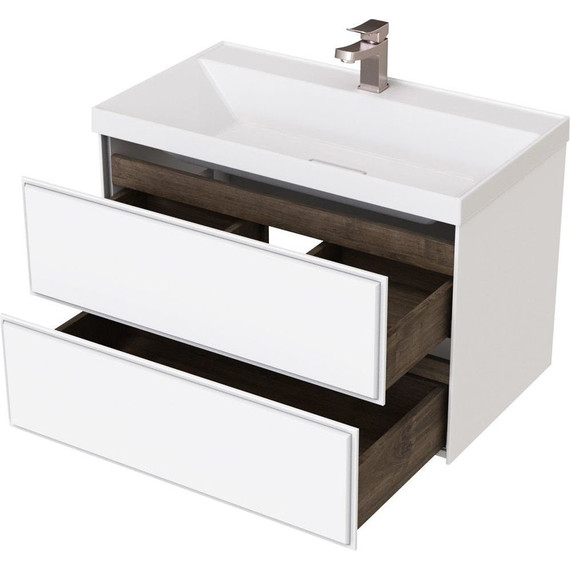 Тумба подвесная с раковиной Mirsant Dante 80 см (раковина Style 80) белый - фото 5