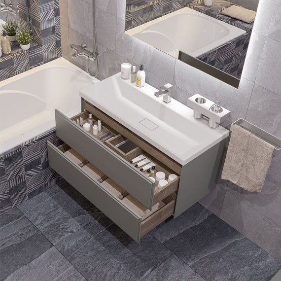 Тумба подвесная с раковиной Mirsant Dante 60 см (раковина Style 60) серый матовый - фото, картинка 4 Тумба подвесная с раковиной Mirsant Dante 60 см (раковина Style 60) серый матовый - фото 4