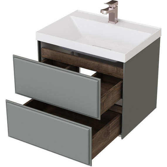 Тумба подвесная с раковиной Mirsant Dante 60 см (раковина Style 60) серый матовый - фото, картинка 6 Тумба подвесная с раковиной Mirsant Dante 60 см (раковина Style 60) серый матовый - фото 6